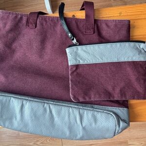 Vans Burgundy and Gray Tote Bag with matching clutch
